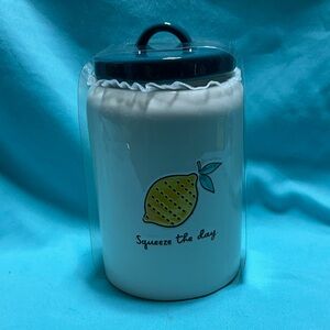 White Ceramic Jar with Lemon Design